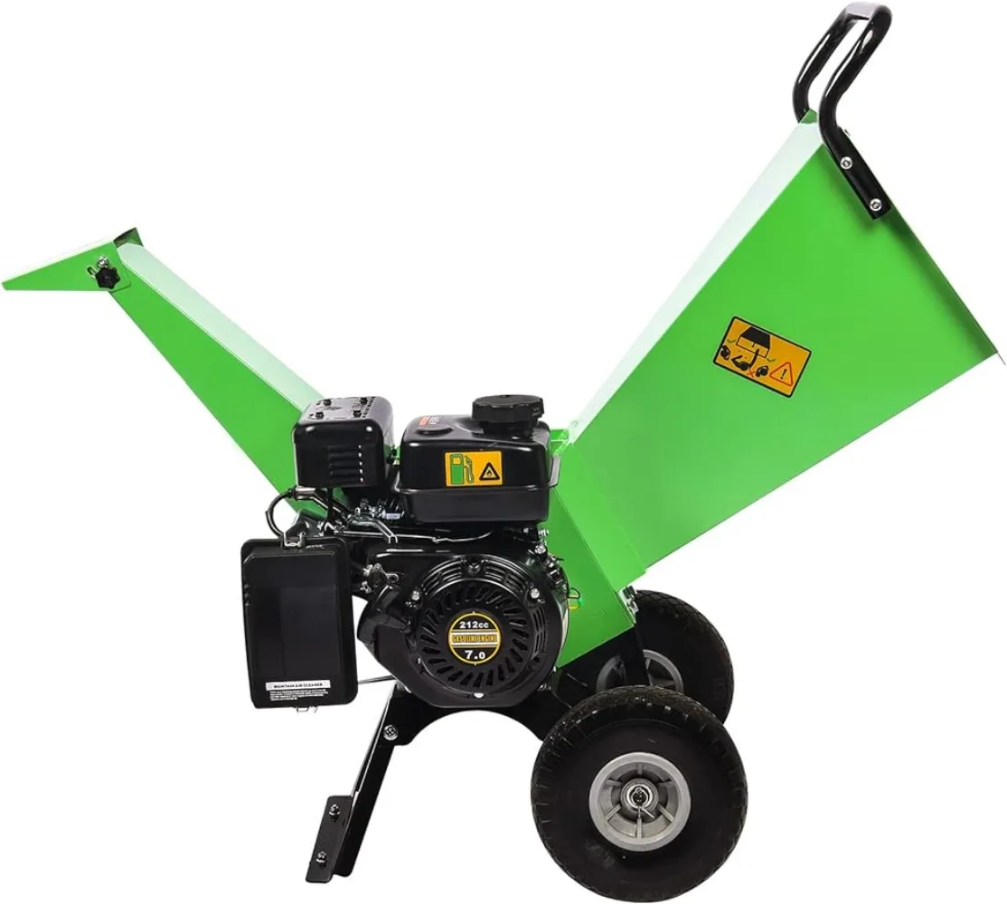 

Wood Chipper, 3 in 1 Heavy Duty Wood Shredder Mulcher Gas Powered 7HP Engine for 3" Inch Max Wood Diameter Capacity