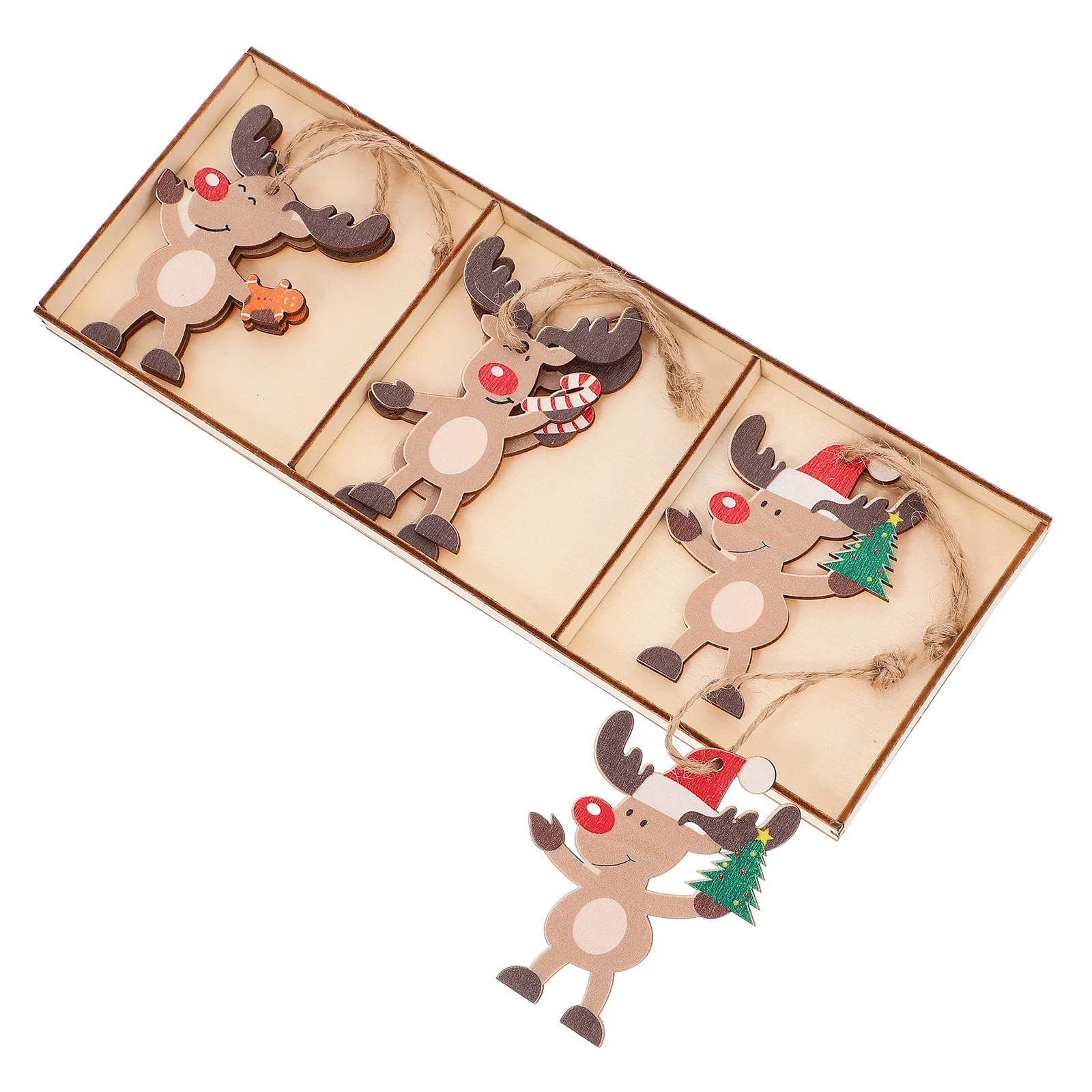 

6Pcs Xmas Tree Ornaments Wooden Hanging Pendants for Christmas Decor Holiday Party Festival Indoor Outdoor Decorative