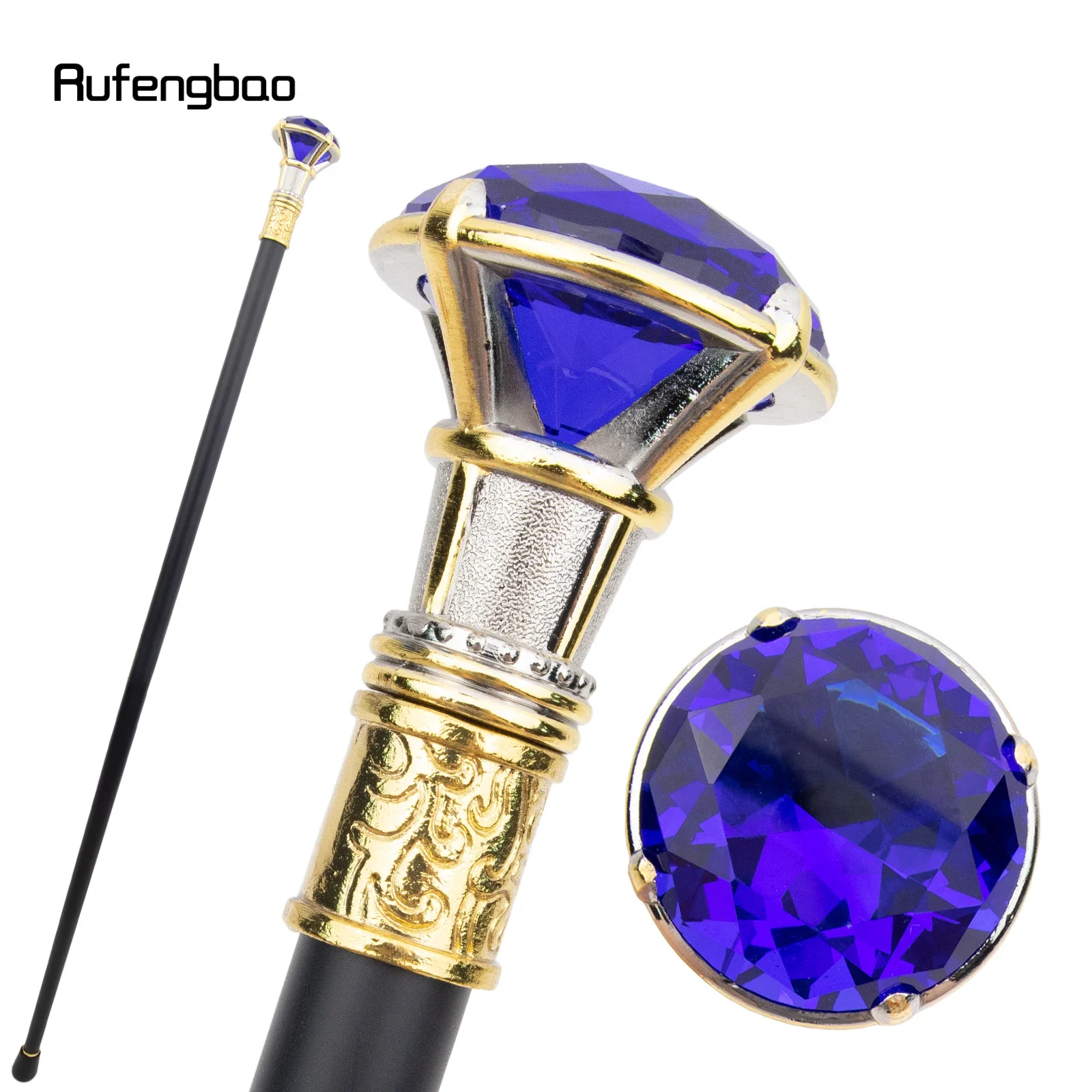 Purple Diamond Type Golden White Single Joint Walking Stick Decorative Cospaly Party Walking Cane Halloween Crosier 90cm