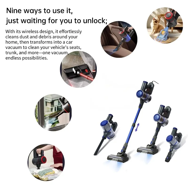4-in-1 Cordless Handheld USB Vacuum Cleaner High-Power Wet/Dry Cleaning/Mopping/Blowing/Extraction Multi-Functional Home Car Use