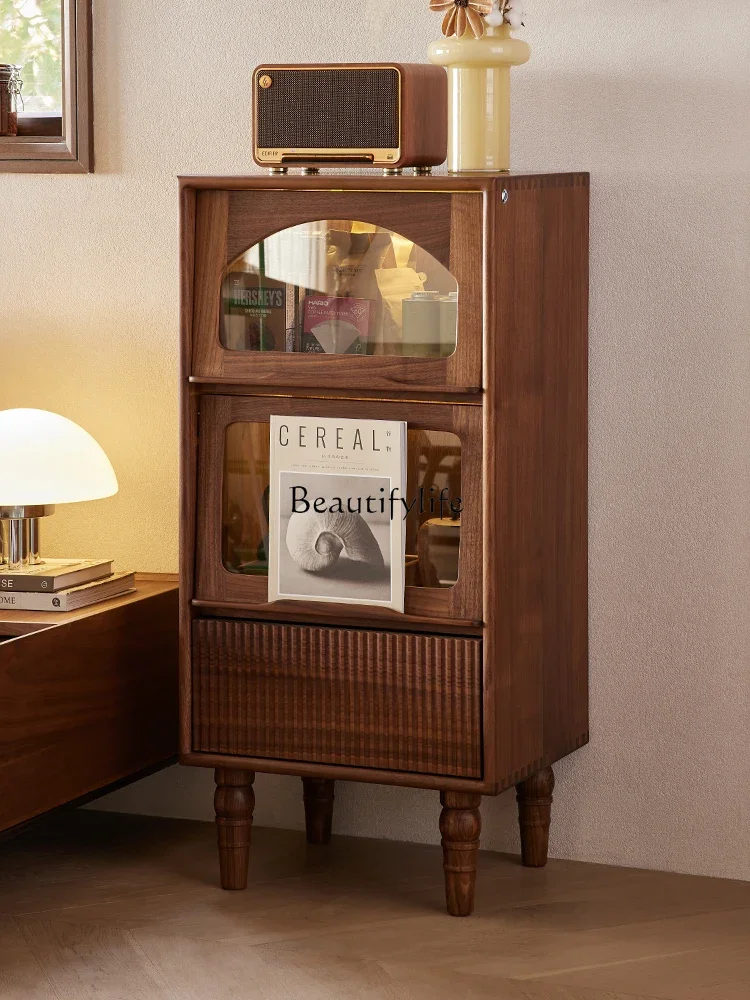 

North American black walnut display cabinet American solid wood wall wine cabinet