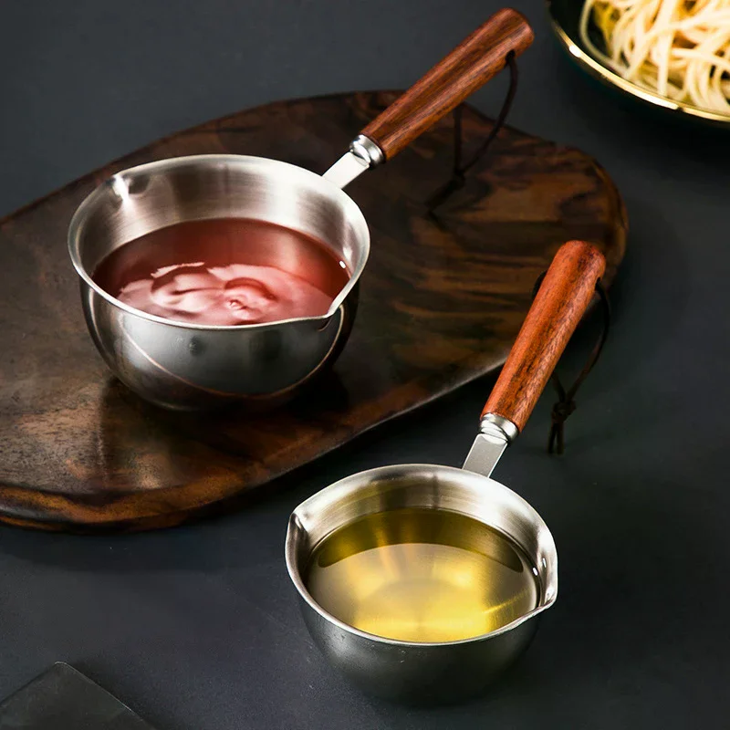 

Stainless Steel Oil Pan 150ML 300ML Small Pot Cooking Butter Melting Pot Chocolate Kitchen Cookware Cooking Tools