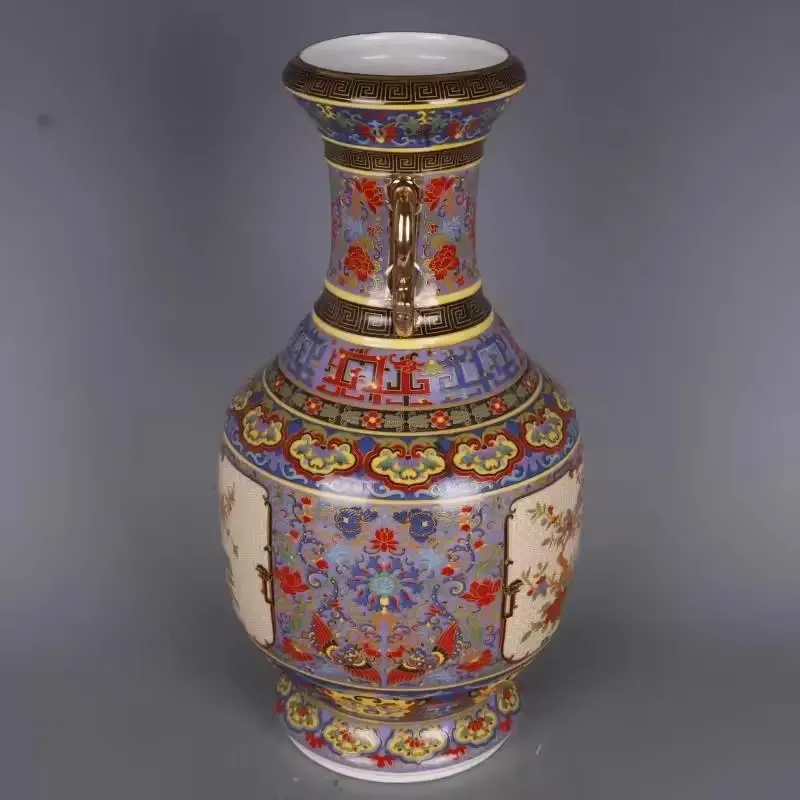 Jingdezhen Porcelain Vase Porch Ornaments Antique Official Enamel Porcelain Antique Collection Square Vase