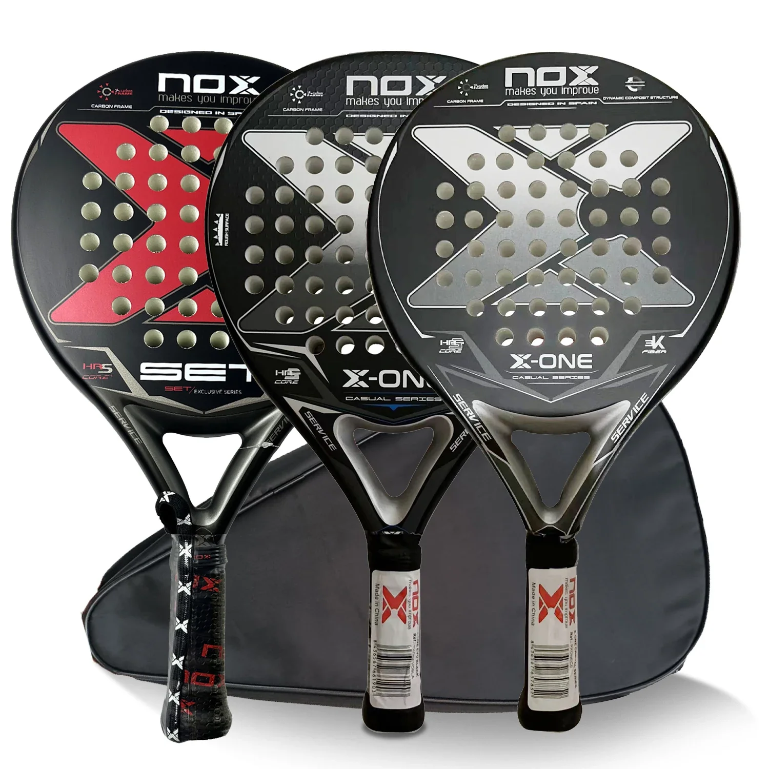 NOX Padel Paddle Tennis Racket Soft Face Carbon Fiber Soft EVA Face Sports Racquet Outdoors Papa Professional Equipment