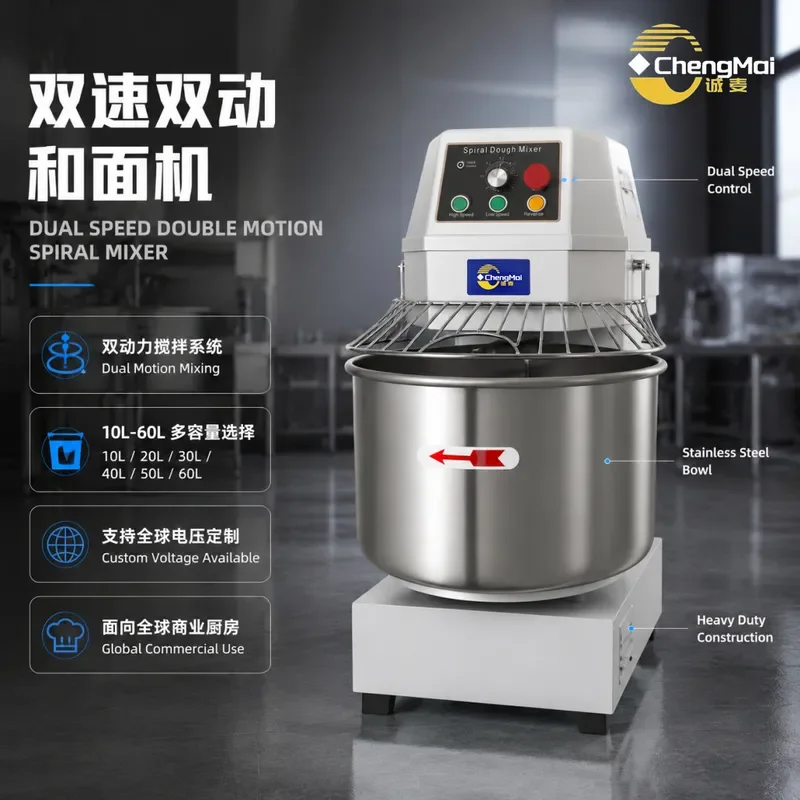Commercial Vertical Dough Mixer 60L Large Capacity Electric Kneading Machine for Bakery Restaurant Noodle Making Heavy Duty