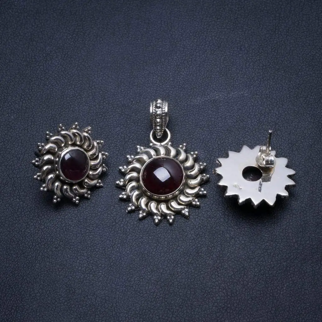 StarGems® Natural Amethyst Handmade 925 Sterling Silver Jewelry Set, Earrings Stud:3/4