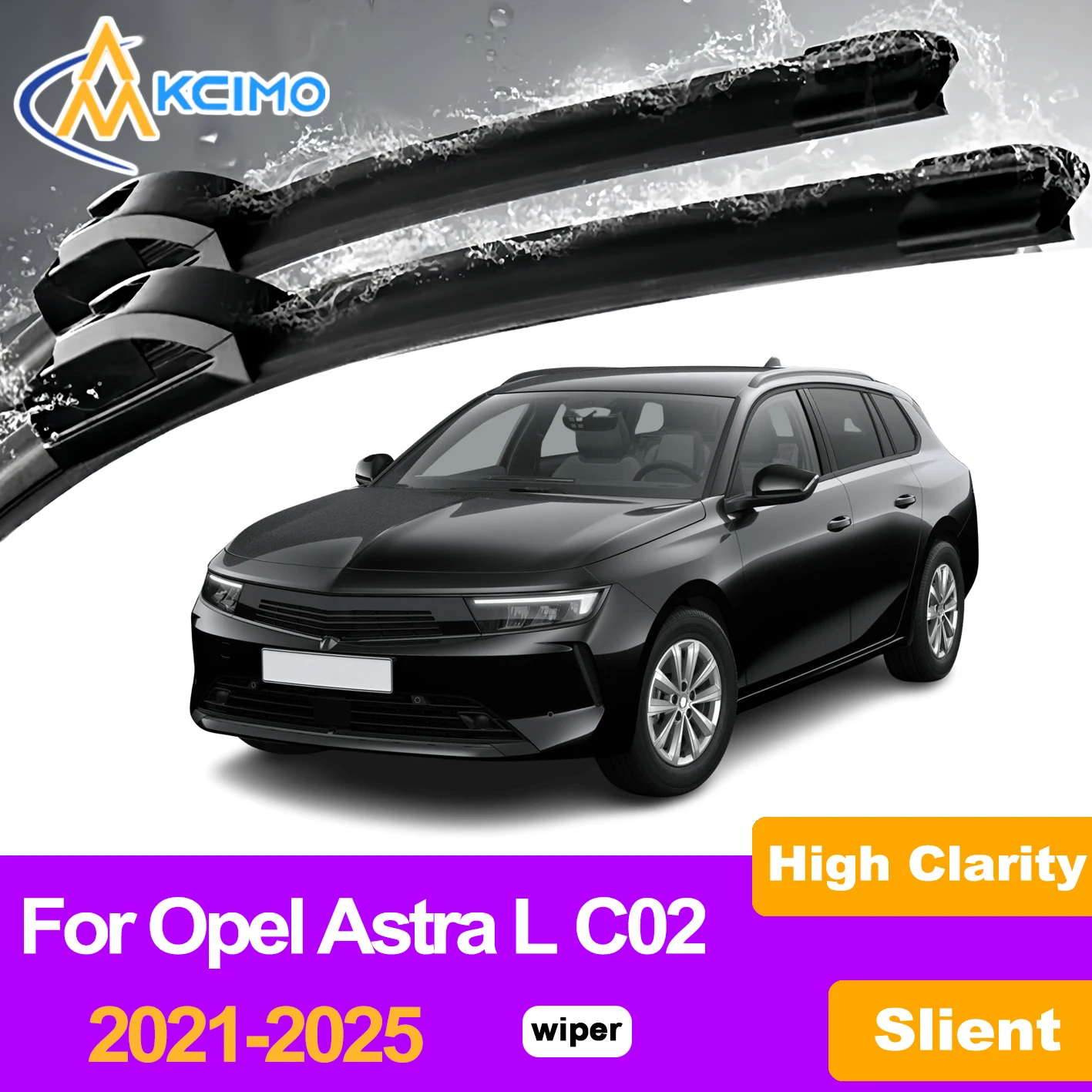 

KCIMO 2PCS Front Windshield Wiper Blades For Opel Astra L C02 2021-2025, Premium Rubber Streak Free & Chatter Free Wiping