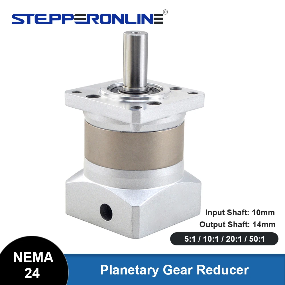 STEPPERONLINE Nema 24 Planetary Gearbox Motor Speed Reducer with Gear Ratio 5:1/10:1/20:1/50:1 for Nema24 Stepper Motor