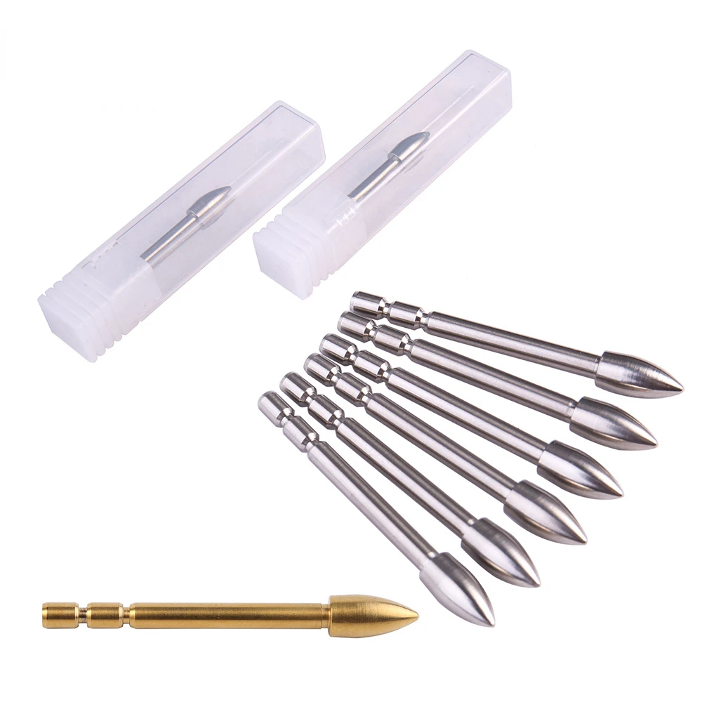 

6pcs Tungsten steel Glue-in Archery Hunting Bullet Arrow Point 120 grains for id 3.2mm Arrow Shaft