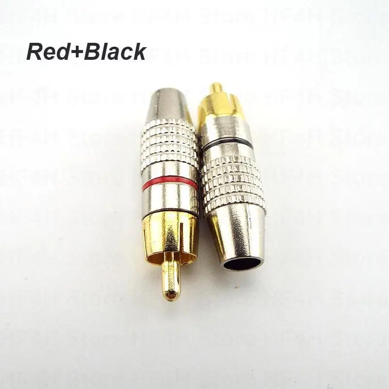 Non Solder Gold Plated RCA Plug Audio Video Locking Connector Gold Plated Adapter for CCTV camera Solder-Free Coaxial Cable B4