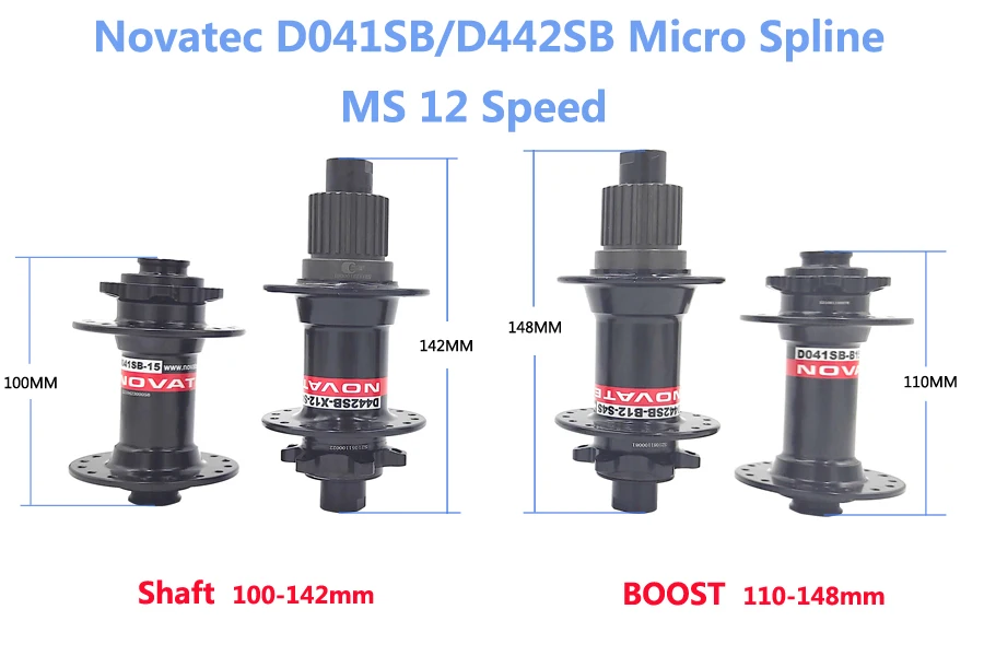 Novatec BOOST Bike Hub D041/D442SB MTB Bicycle Freehub Cassette Bearing 12V MS MicroSpline Shimano SLX M6100/M7100/M8100/M9100