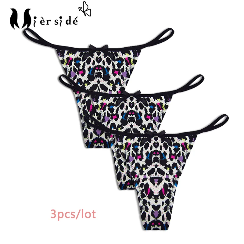 

Mierside 3Pcs/Lot Colorful Leopard Print Sexy G-string Women Plus Size Underwear High Quality Women Sexy Thongs S-6XL