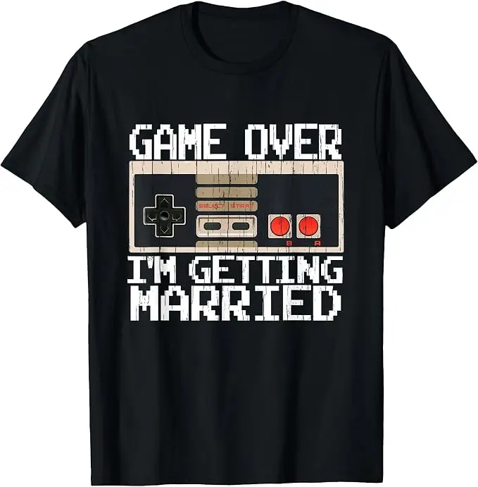 Game Over Ich heirate – Gamer-Bräutigam-T-Shirt, Y2k-Videospiel-Liebhaber, Bräutigam, Verlobter, Grafik-Bekleidung, Herrenmode, Neuheitengeschenk – Detail 11