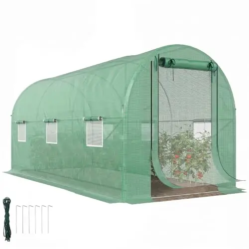 14.6'x6.5'x6.6' Hoop House Greenhouse with 2 Support Rods Green