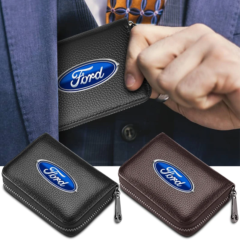 Leather Car Driver License Credit Card Holder Case Wallet Car Accessories For Ford Mondeo Fiesta ecosport Mustang Focus 2 3 4