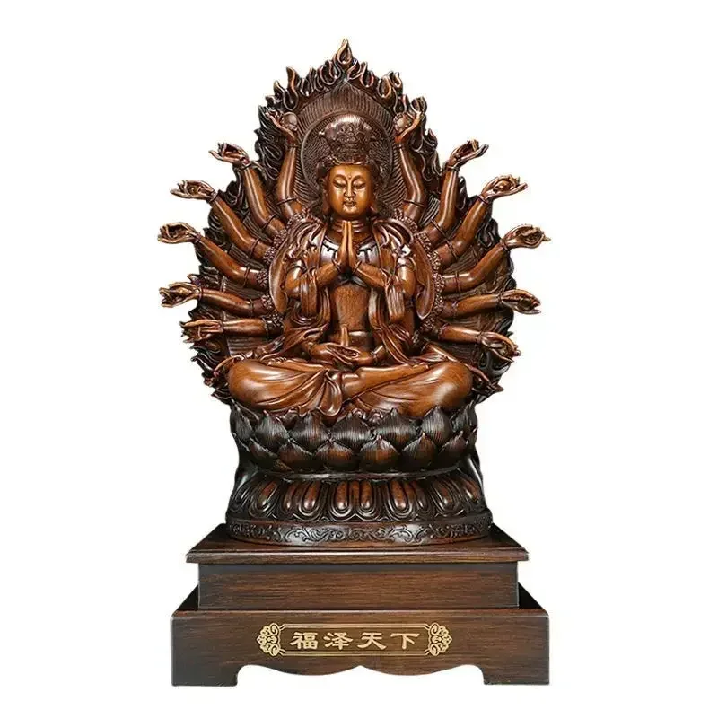 Ffeng Shui Bodhisattva Ornaments Attract Wealth Thousand-handed Goddess of Mercy Statue Craft Home Decor Office Gift