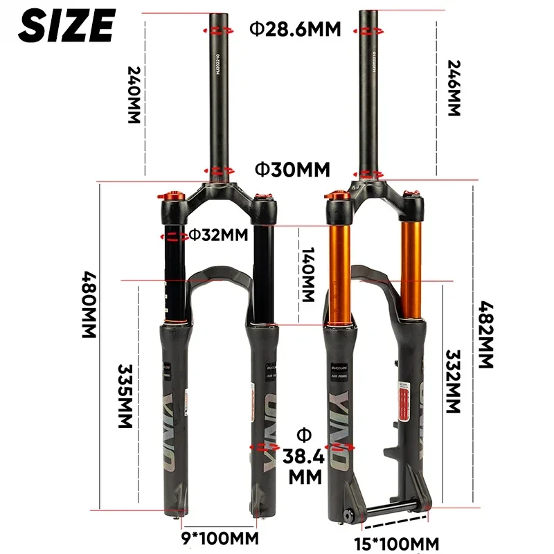 BUCKLOS 24inch Air Mtb Fork Magnesium Alloy Mountain Bike Fork Quick Release Thru Axle Bicycle Front Fork for BMX Folding Bike