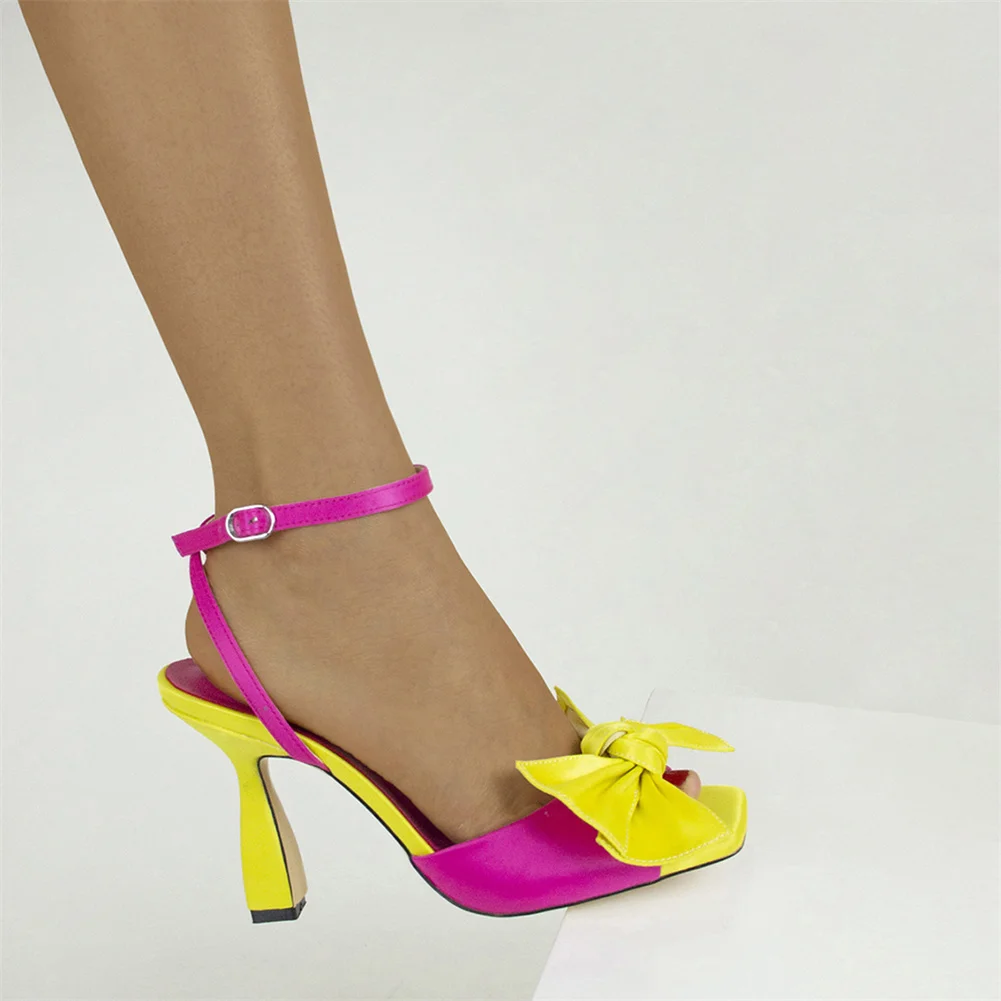 Brand New Female Platform Summer Sandals Fashion Bow Mixed Colors Thick High Heels women's Sandals Party Sexy Woman Shoes