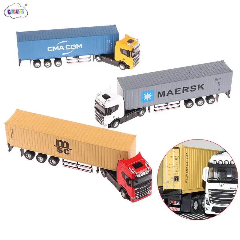 1:36 Diecast Alloy Truck Head Model Toy Container Truck Pull Back With Light Engineering Transport Vehicle Boy Toys For Children