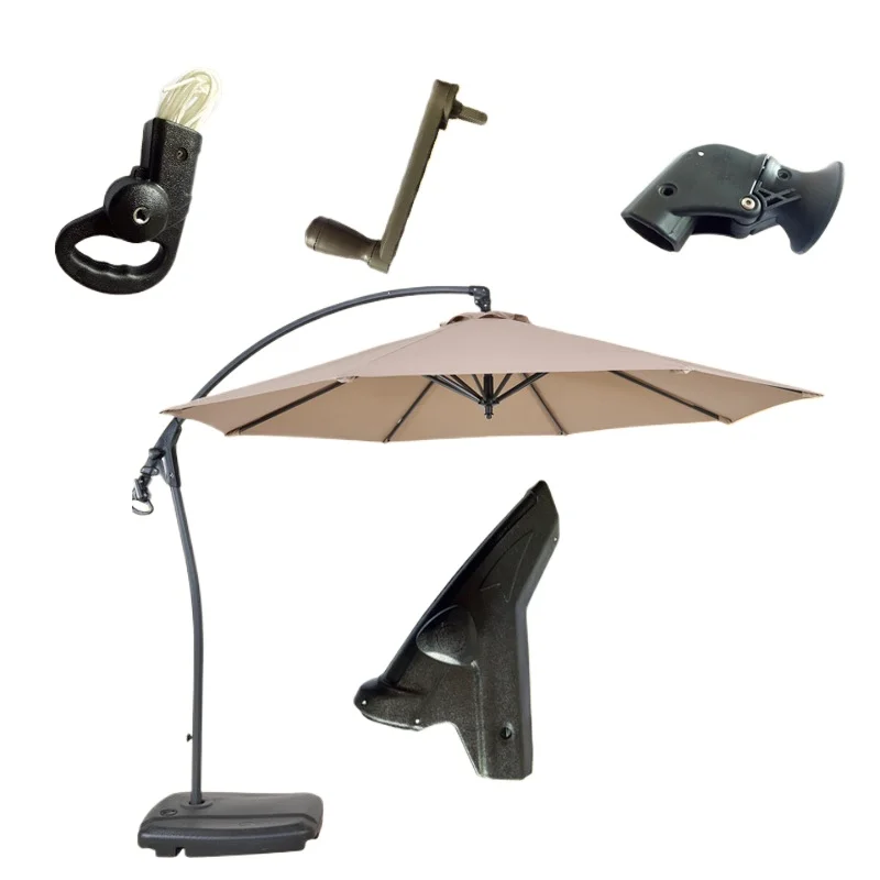 Outdoor Parasol Accessories, full spare parts for banana & Roman umbrella: canopy, cord, center pole and crank handle