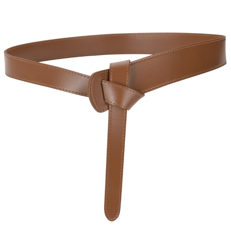 Mode Echt Leer Geknoopt Riem Hoge Kwaliteit Persoonlijkheid Zachte Lange Brede Riemen Multicolor Rok Jas Kleding Accessoires