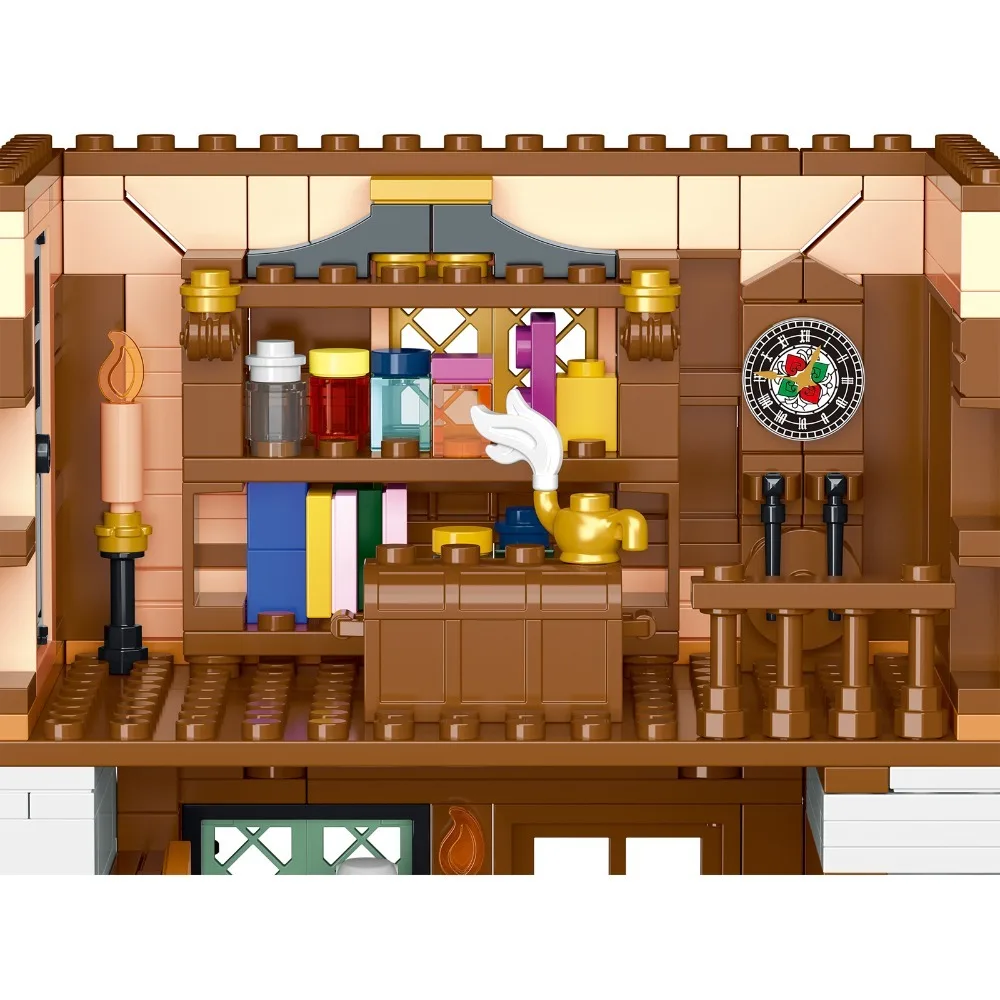 Ensemble de blocs de construction de cabane secrète médiévale, 2225 pièces, Kit de modèle d'architecture de chalet modulaire avec lumière LED pour adulte et enfant, cadeau créatif