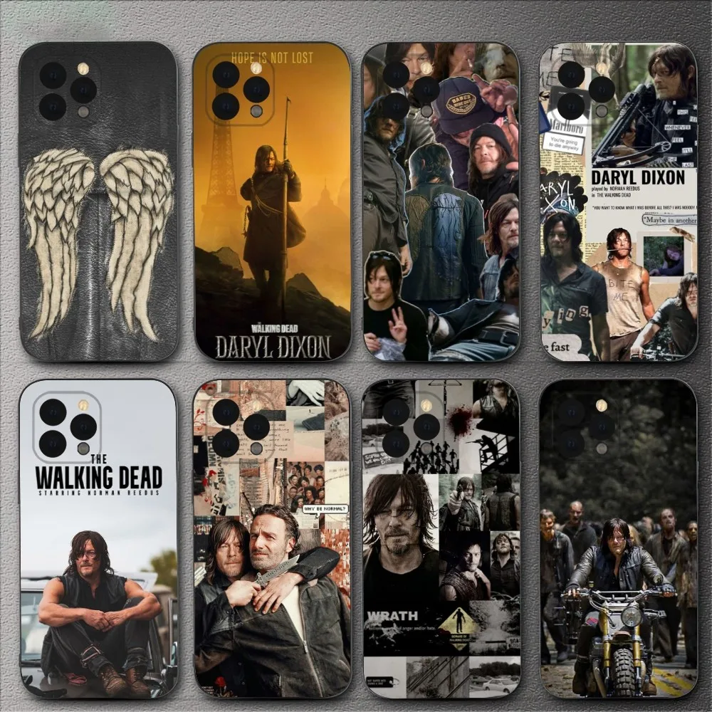 The W-Walkings D-Dead Daryl Dixon  Phone Case For iPhone 15,14,13,12,11,XS,XR,X,8,7,Pro,Max,Plus,mini Silicone Black Cover