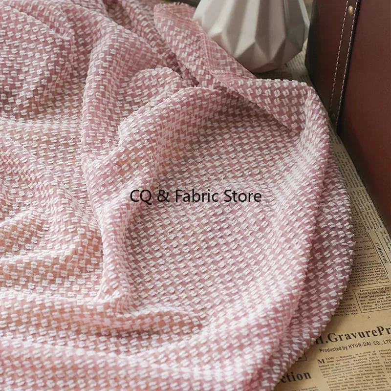 New fur ball three-dimensional chiffon plaid cut jacquard fabric DIY clothing women's shirts and children's clothing
