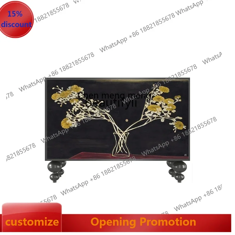 

New style French Chinese Style Solid Wood Entrance Cabinet Living Room Sideboard Cabinet Wall Storage Cabinet ss 7304
