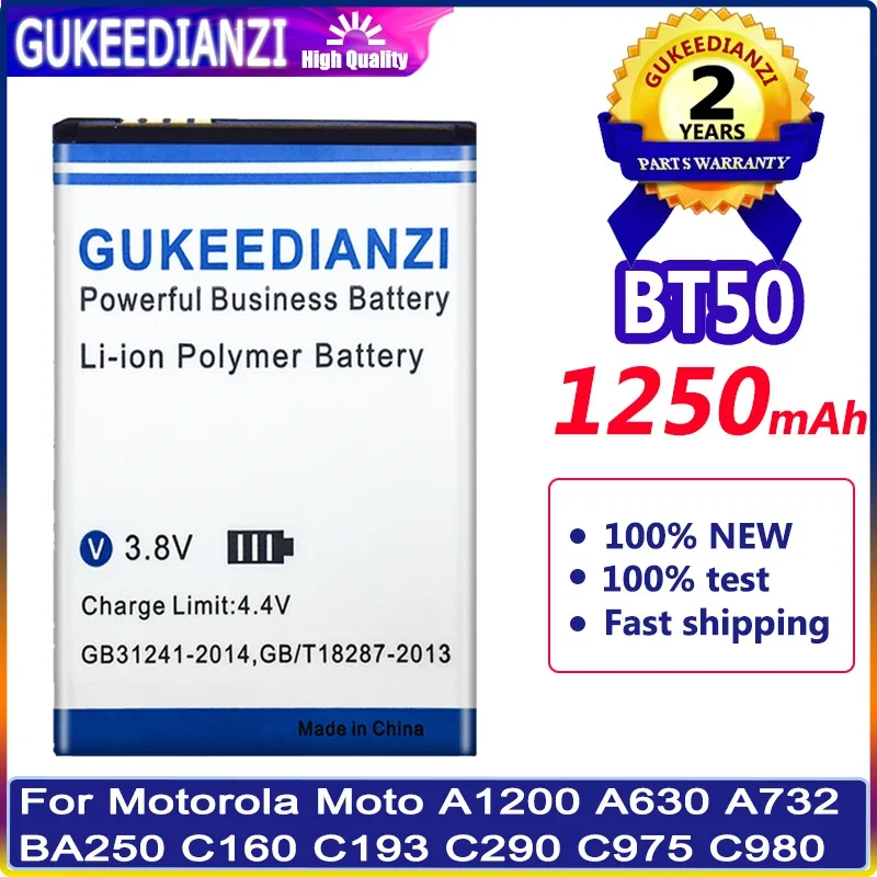 GUKEEDIANZI BT50 Battery For MOTOROLA Tundra V195 V235 V323 V325 V360 V360i V360v V361 V365 V465 V975 1250mAh