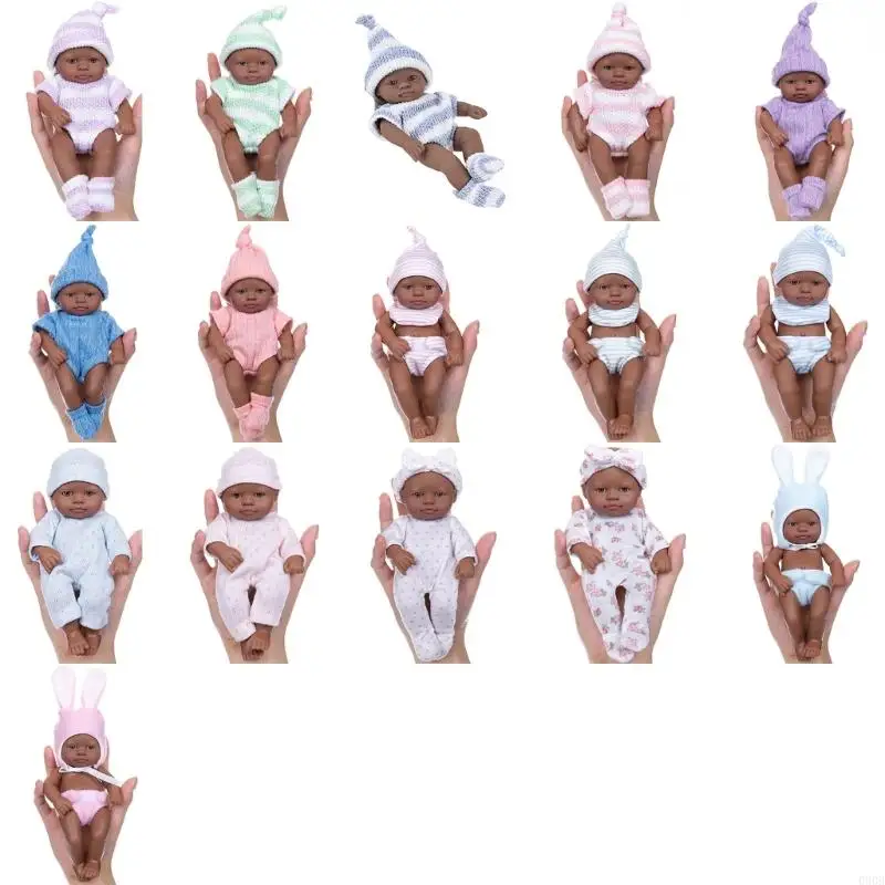 090B 7Inch Soft Vinyls Reborns African For Children's Daily Comforting Imaginative RolePlay Parenting Game Reborns Toy