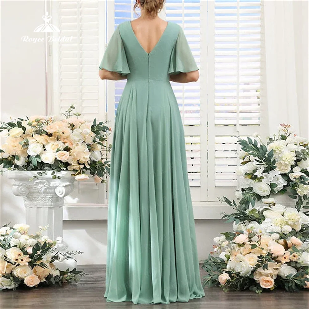 Elegant Newest Bridesmaid Dresses Chiffon V Neck Simple A Line Tiered Ruffle Customize For Wedding Party Gowns vestidos de festa