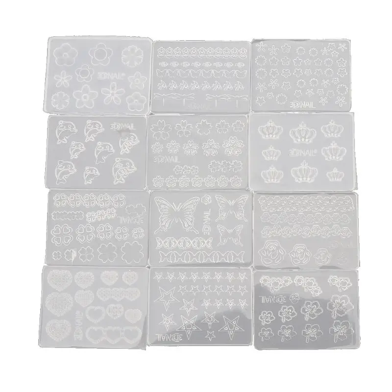 12Pcs Mini Art Silicone Mold Leaves Flower Animals Template Resin Molds R3MC