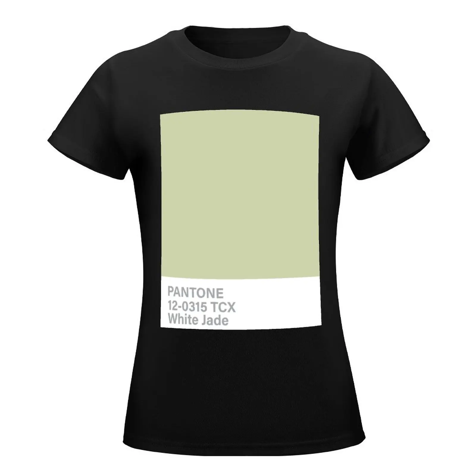 pantone 12-0315 TCX White Jade T-Shirt tops Female clothing tees black t-shirts for Women