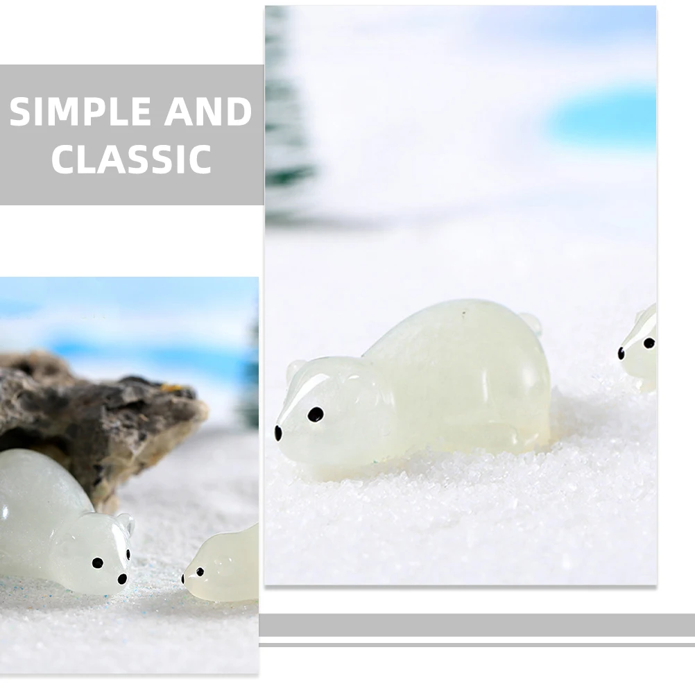 

30pcs Night Light Polar Bear Statue Resin Miniature Bears Figurines For Garden Lawn Decor Micro Landscape Ornament