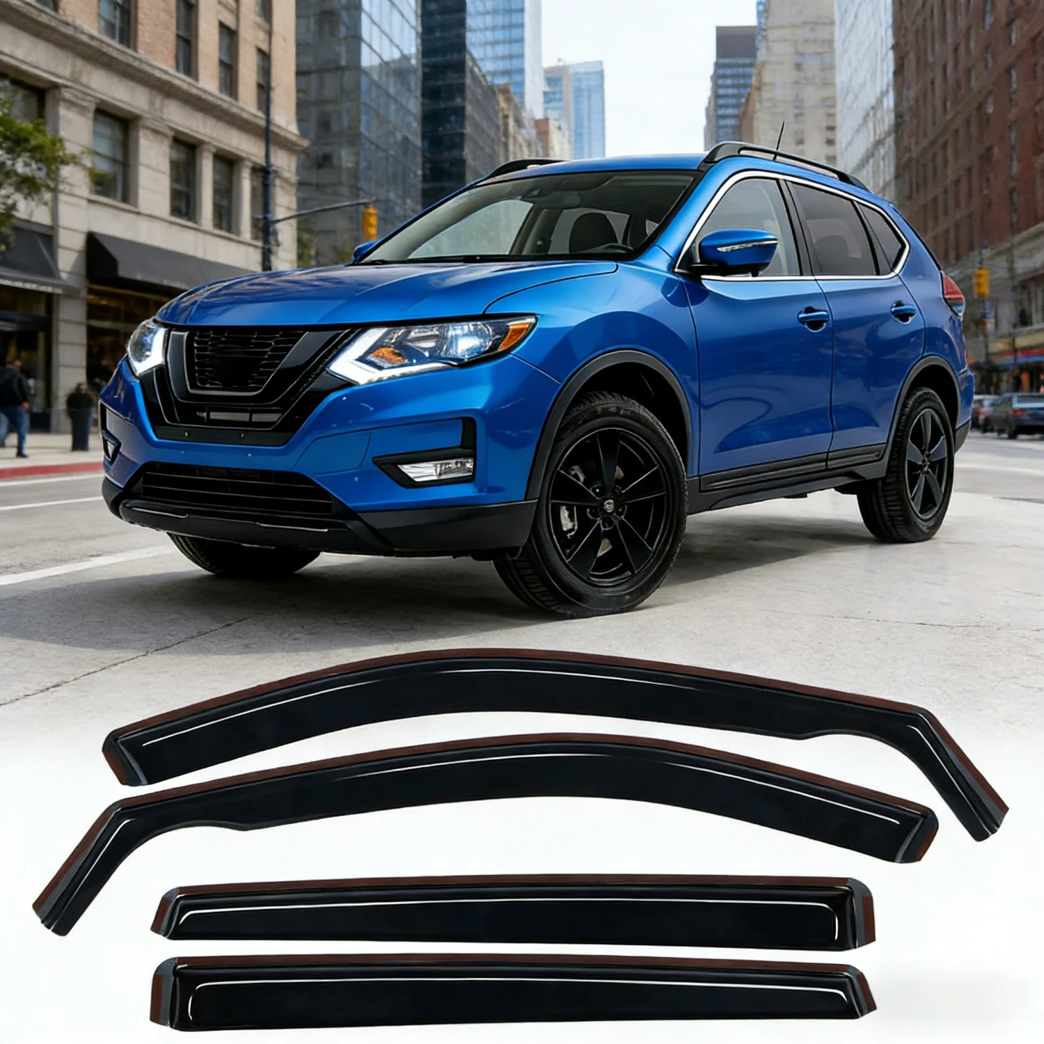 

Channel Rain Guards for Nissan Rogue S SV SL(Not fit Sport Model) 2014-2020 Original Window Deflectors, Vent Window Visors-4PCS