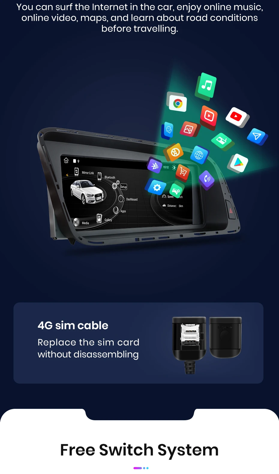 Junsun 8,8 Zoll Bluetooth Wireless CarPlay Android Auto Autoradio für Audi Q5 Q5L 2009-2016 GPS-Navigation 4G WiFi Multimedia-Stereoanlage – Detail 10