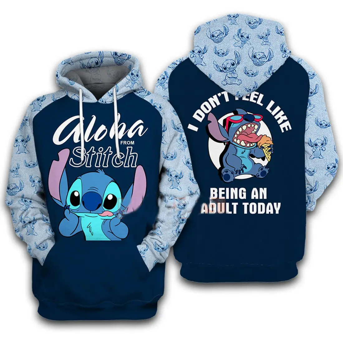 

Осень/зима 2023, мужская супер большая толстовка с 3D принтом Disney Stitch Pattern, милая модная мужская толстовка для спорта и отдыха