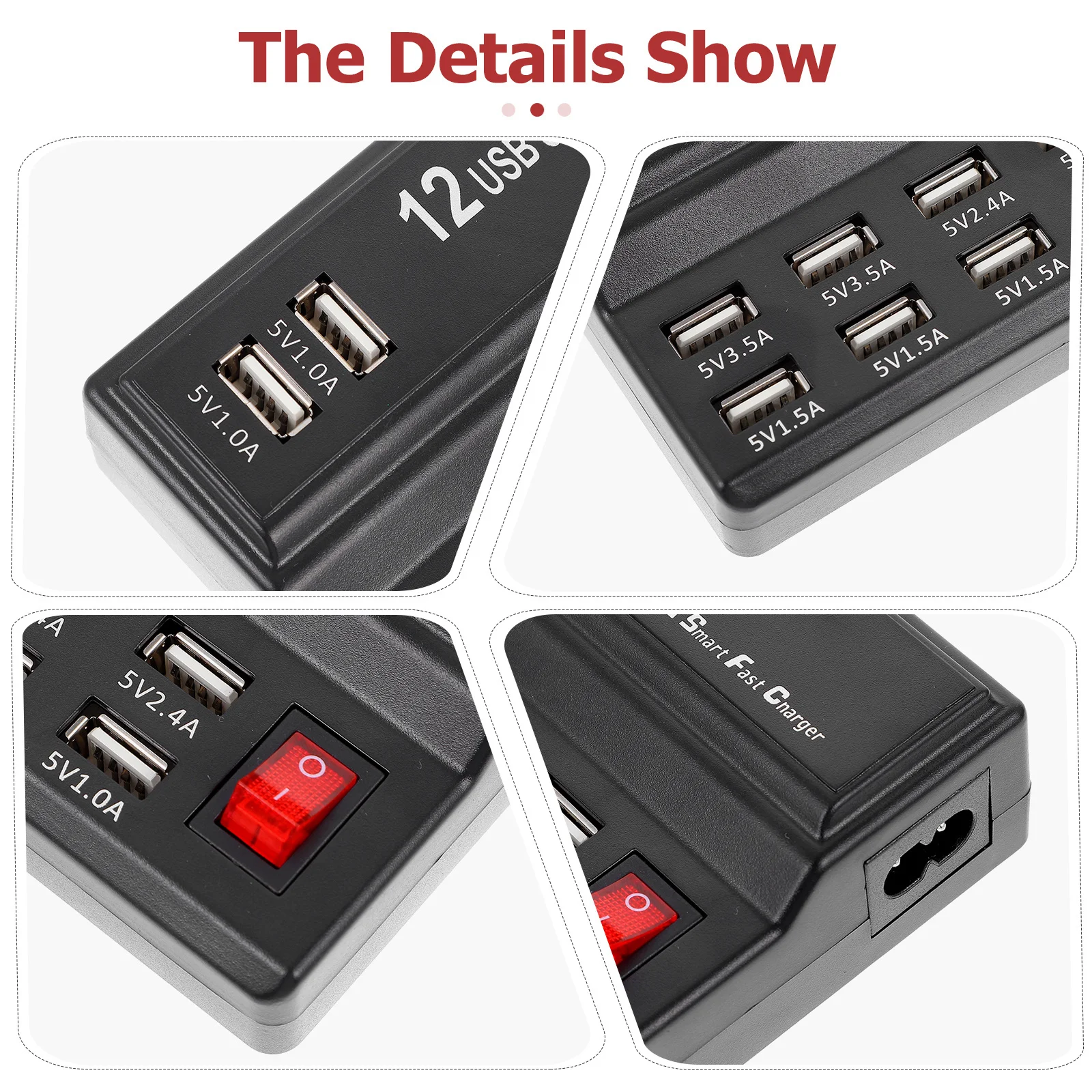 

12 Ports USB Charging Station Power Adapter Socket Smart for Phone Tablet MP3 MP4 Digital Camera Products