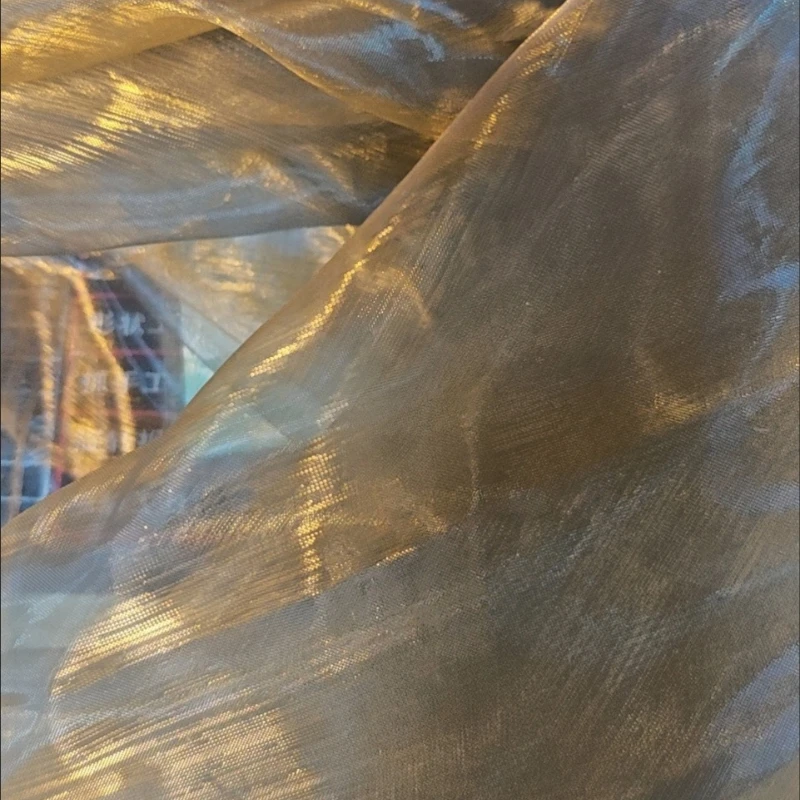 

100x140cm Gradient Laser Organza Mesh Fabric Iridescent Mesh Cloth for Arch Backdrop Drapping Wedding Party Decor Dress Fabrics
