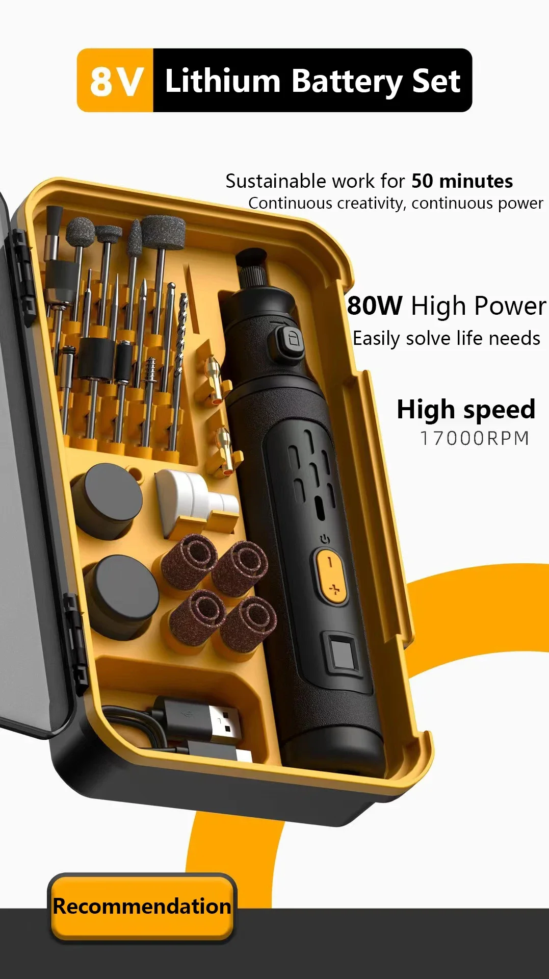 5-speed Regulation Mini Drill USB Cordless Rotary Tool Dremel Engraving Pen Mini Wireless Drill with Accessories DIY Set