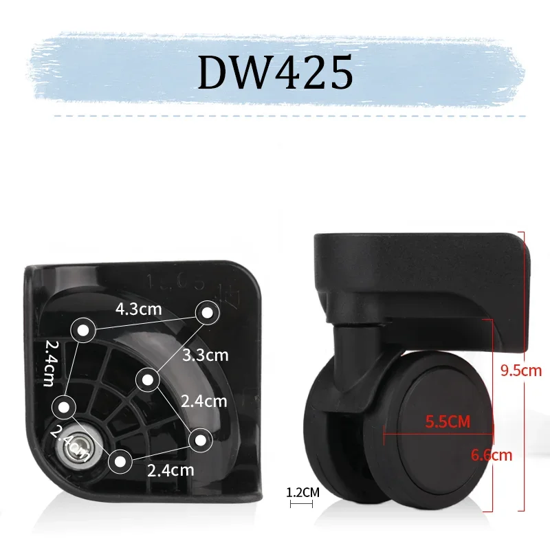 Suitable For DW425 Universal Wheel Replacement Suitcase Rotating Smooth Silent Shock Absorbing Wheel Accessories Wear-resistant