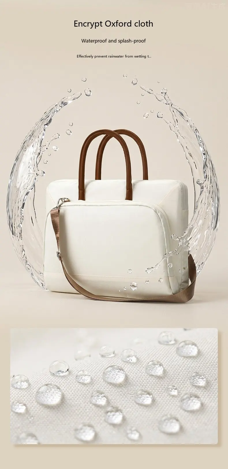 Vielseitige Laptop-Handtasche 14-16 Zoll Oxford-Stoff Aktentasche mit Schultergurt für Reisen – Detail 5