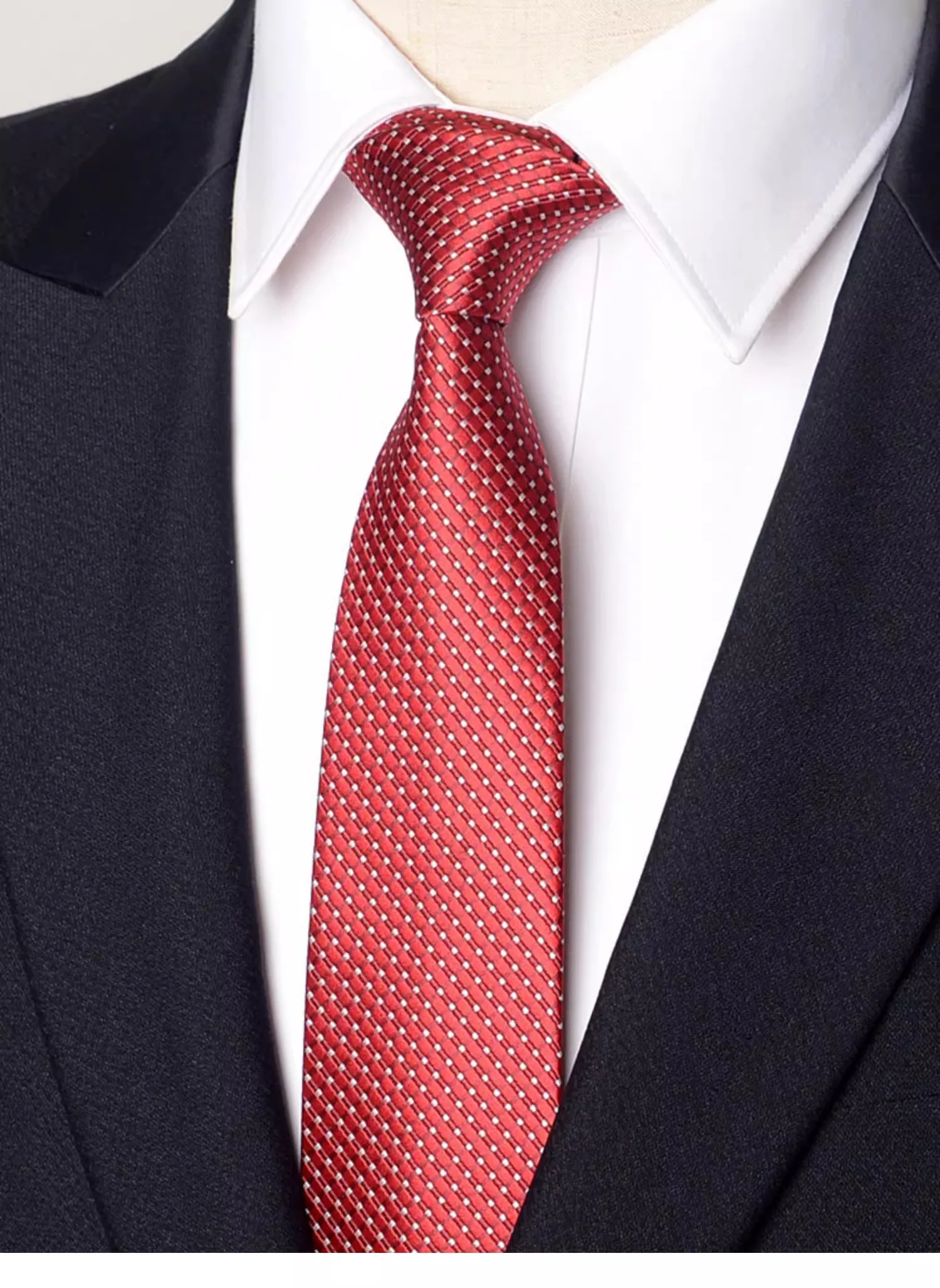 High Quality Red White Dot Tie Standard 7CM Men's Fashionable Slim Fit Wedding Banquet Shirt Accessories Handmade Knot Necktie