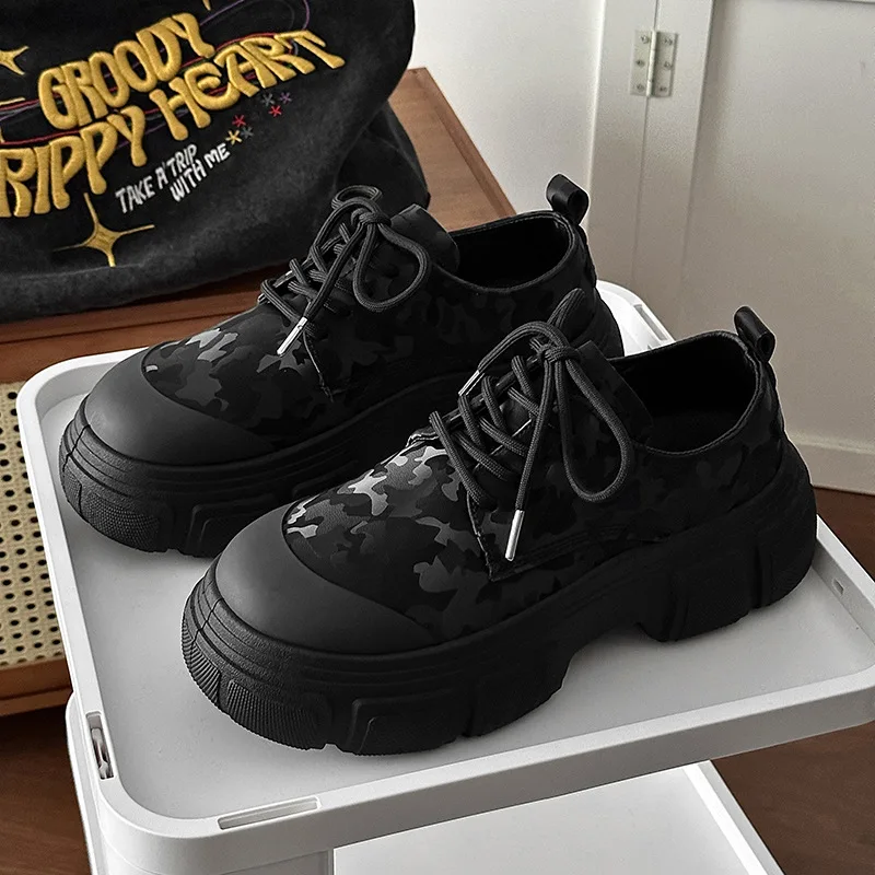 

Derby shoes thick soled men's shoes 2025 autumn new shoes low top big toe leather shoes youth casual shoes