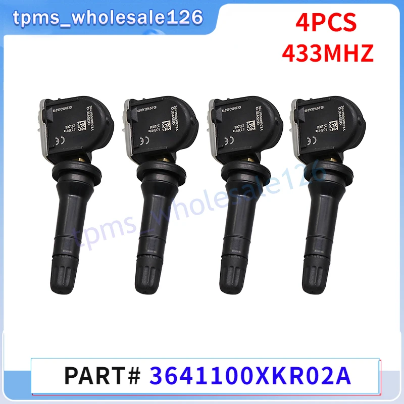 4PCS TPMS 433MHZ Car Tire Pressure Monitor System Sensor 3641100XKR02A For 2018-2020 Haval F5 F7 2017-2019 Great Wall P8 VV5 VV7