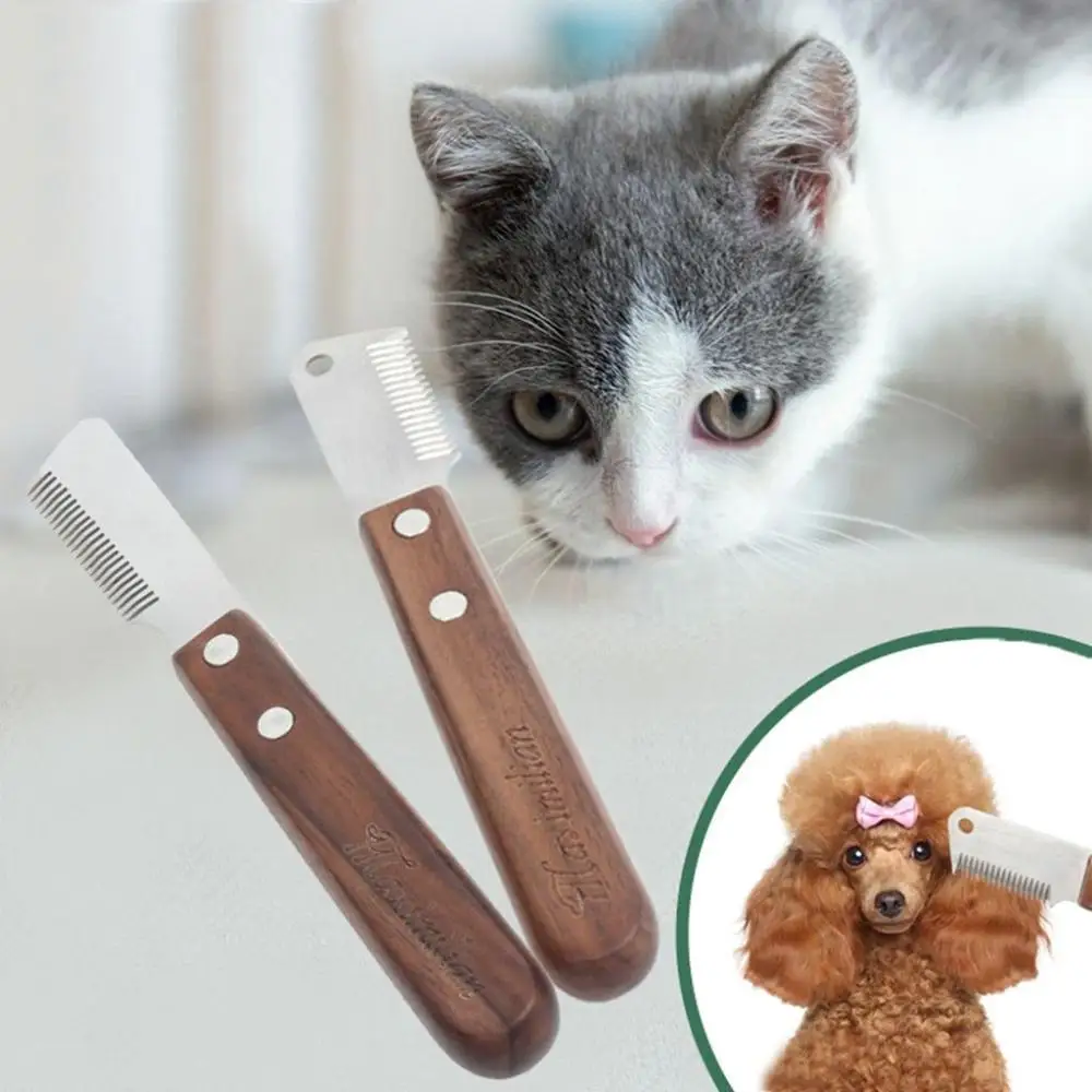 

Stainless Steel Comb Head Hair Brush for Cat,Dog Wooden Handle Pet Comb Hair Stripping Comb Dog Hair Remover Pet Grooming Tool