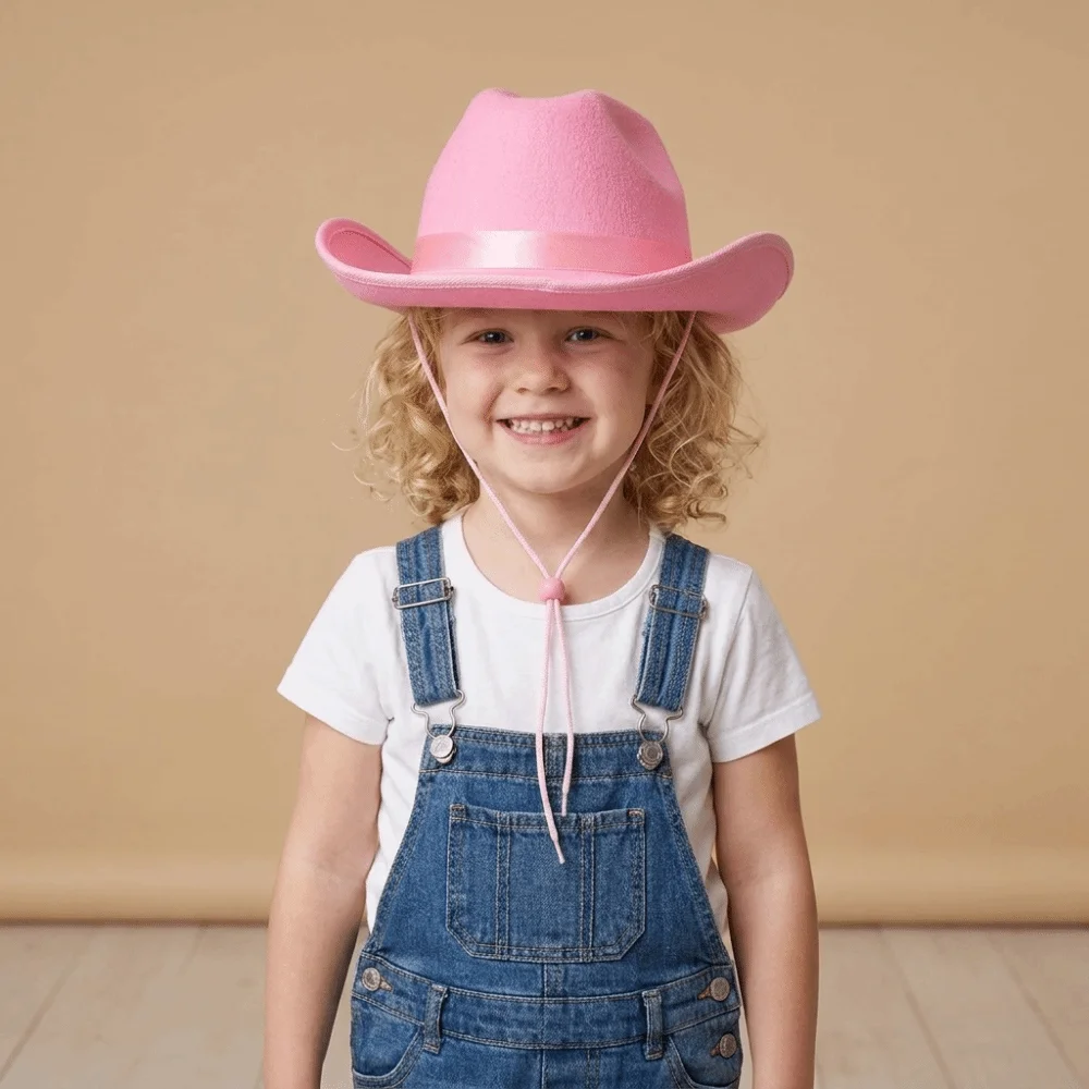 Fashion Solid Color Cowboy Hat Wide Brim Felt Western Cowboy Hat Sunscreen Punk Top Hat Girl