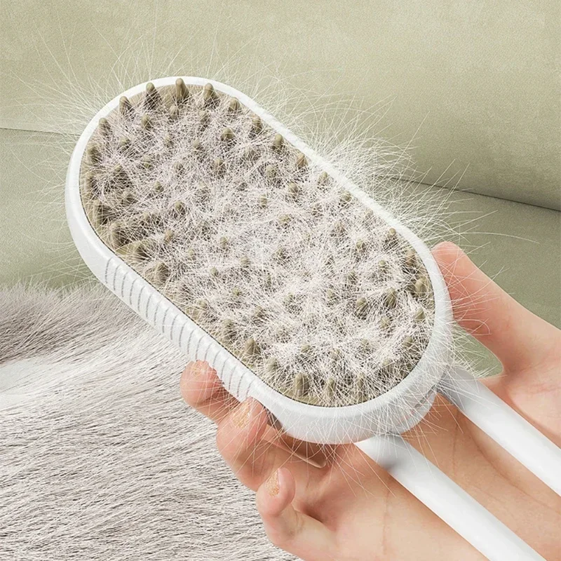 3 in 1 Pet Electric Steam Brush   Dog Cleaning Spray Massage Grooming Comb Retractable Handle Pet Hair Removal BeautyBrush