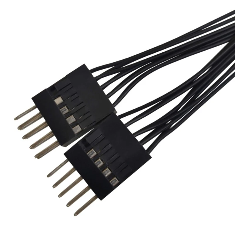 Cabo de Extensão USB Motherboard, Cabo Blindado Preto, Adaptador Divisor Y, 9Pin, 1 Fêmea para 2 Macho